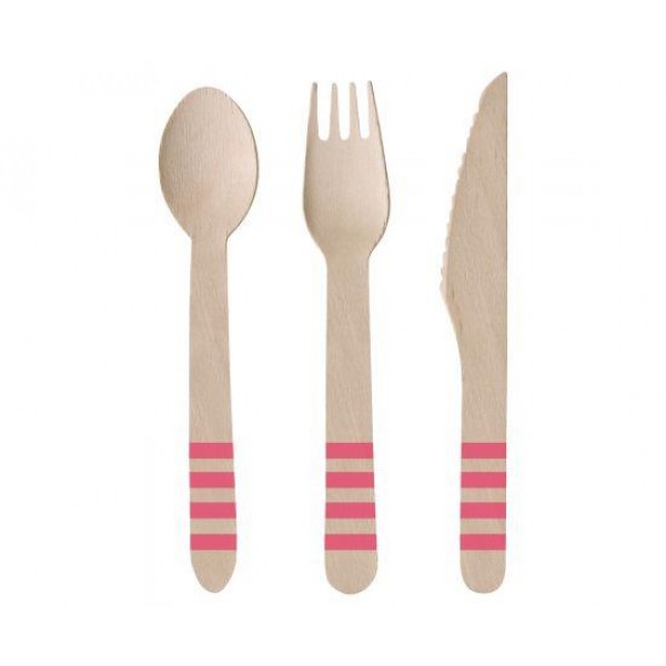 Ξύλινα Μαχαιροπίρουνα Flamingo Paradise 24τεμ Ξύλινα Μαχαιροπίρουνα Flamingo Paradise 24τεμ