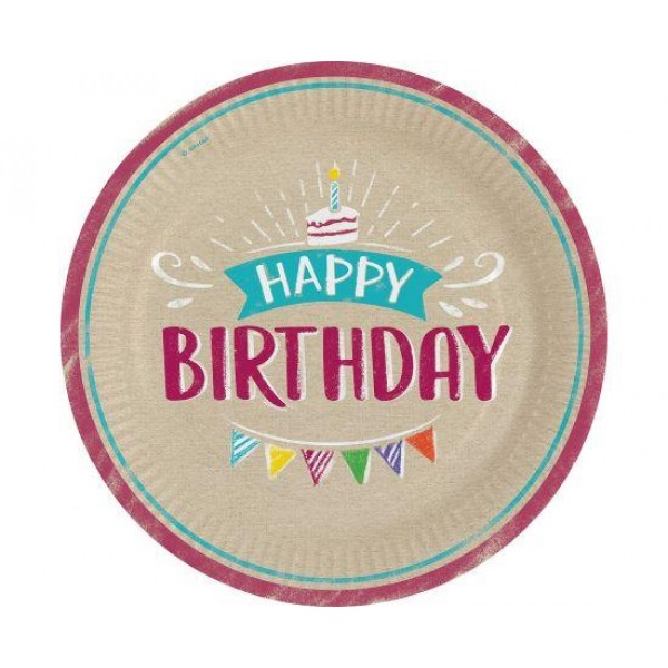 Πιάτα Χάρτινα Φαγητού 23cm My Birthday Party 8τεμ