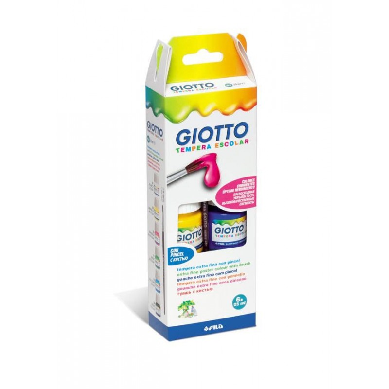 Giotto Σετ 6 Τέμπερες 25ml +1 Πινέλο