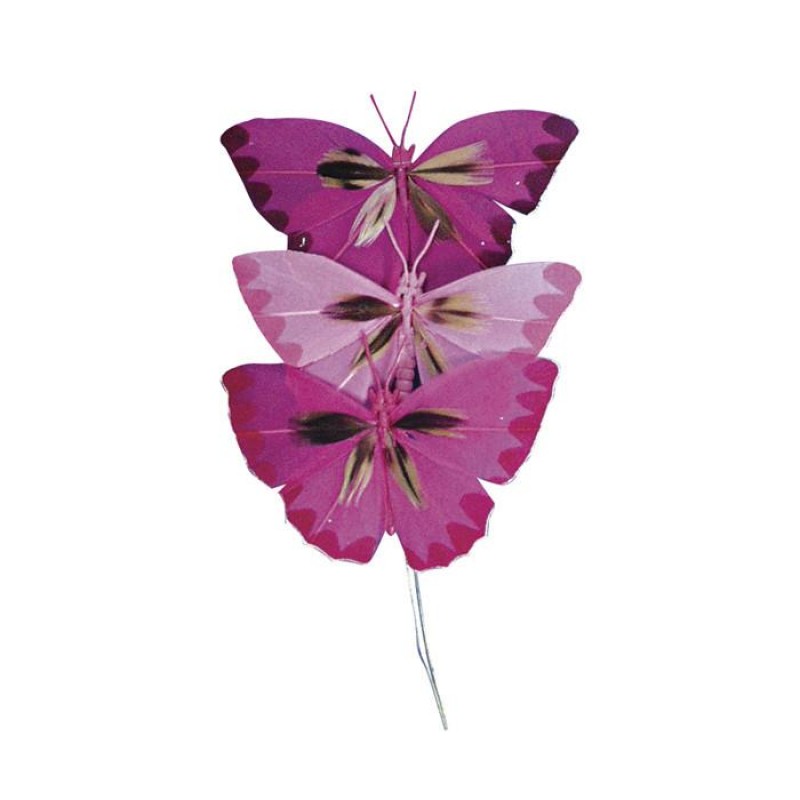 Πεταλούδες 6 cm Ρόζ 3τεμ