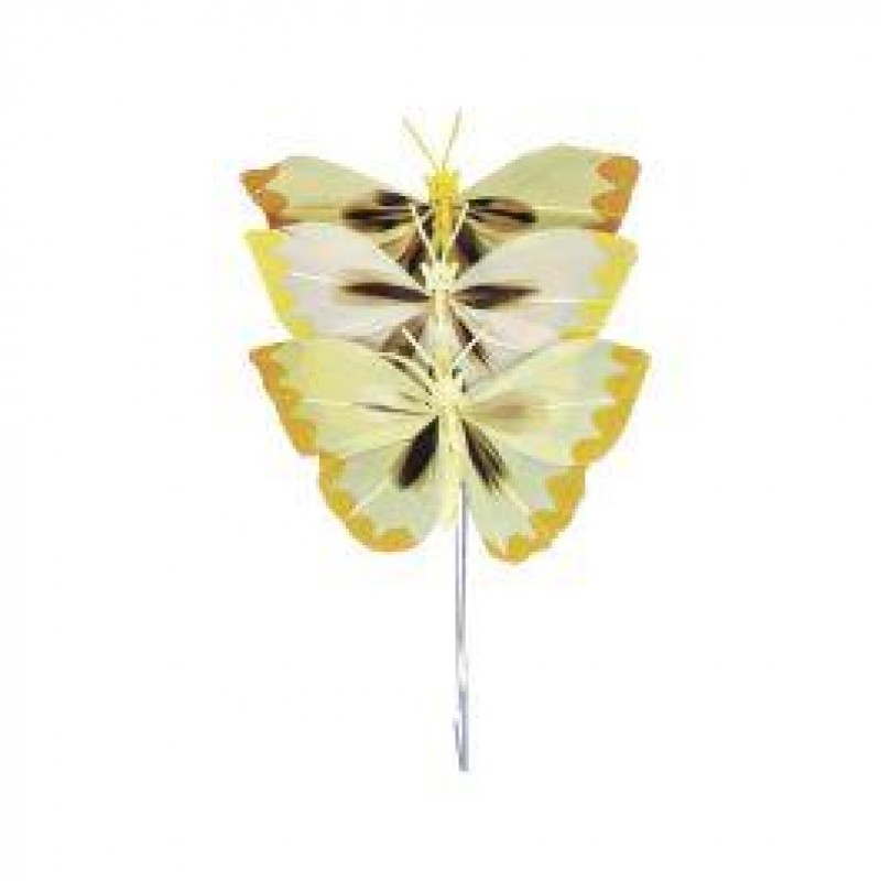 Πεταλούδες 2x4cm Κίτρινες 6τεμ