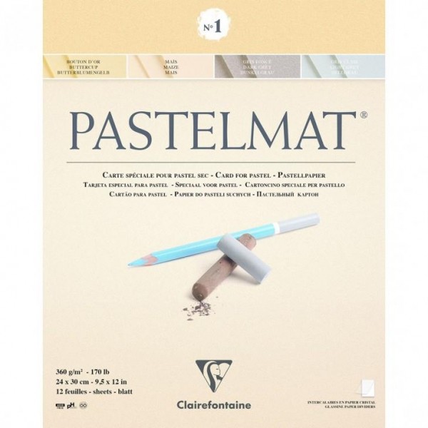 Clairefontaine Μπλοκ Pastelmat Nο.1 Κολλητό 12 Χρωματιστά Φύλλα 24x30cm 360gr Clairefontaine Μπλοκ Pastelmat Nο.1 Κολλητό 12 Χρωματιστά Φύλλα 24x30cm 360gr