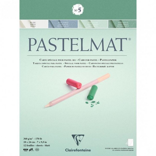 Clairefontaine Μπλοκ Pastelmat Nο.5 Κολλητό 12 Χρωματιστά Φύλλα 24x30cm 360gr Clairefontaine Μπλοκ Pastelmat Nο.5 Κολλητό 12 Χρωματιστά Φύλλα 24x30cm 360gr