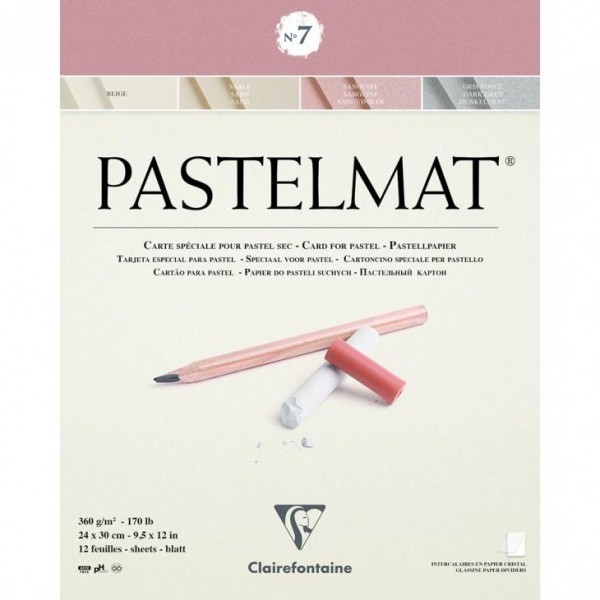 Clairefontaine Μπλοκ Pastelmat Nο.7 Κολλητό 12 Χρωματιστά Φύλλα 24x30cm 360gr Clairefontaine Μπλοκ Pastelmat Nο.7 Κολλητό 12 Χρωματιστά Φύλλα 24x30cm 360gr