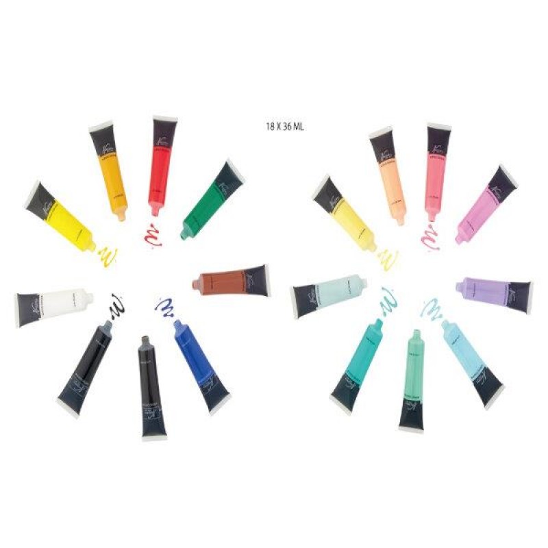 Nassau Σετ 18 Ακρυλικών χρωμάτων 36ml Bright/Pastel