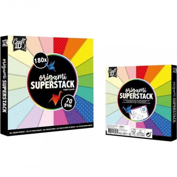 Πακέτο 180 Χαρτιά Origami 15x15cm SuperStack 70gr Πακέτο 180 Χαρτιά Origami 15x15cm SuperStack 70gr