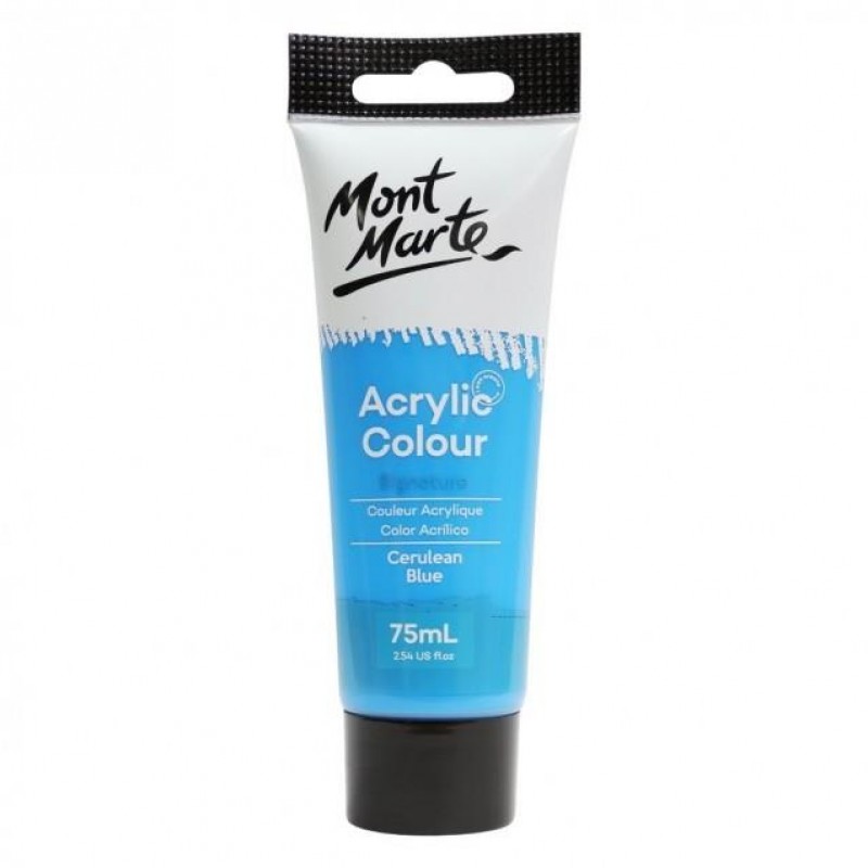 Mont Marte 75ml Studio Acrylic 17 Cerulean Blue Mont Marte 75ml Studio Acrylic 17 Cerulean Blue