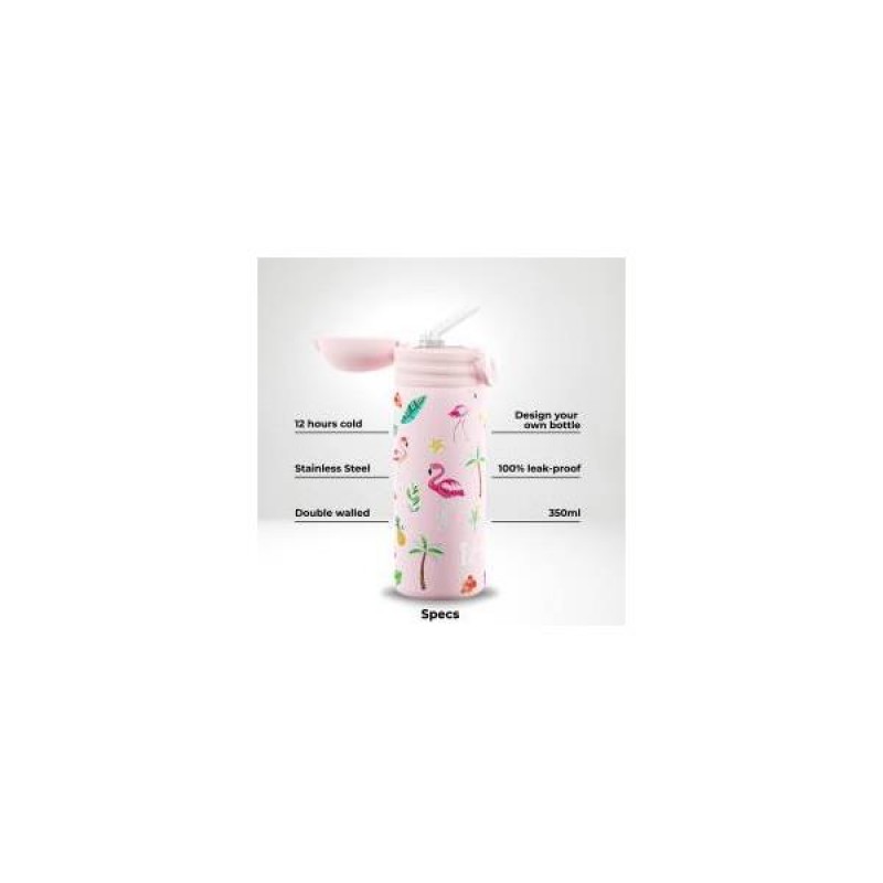 Izy Kids Μπουκάλι Θερμός 350ml Pink Flamingo Izy Kids Μπουκάλι Θερμός 350ml Pink Flamingo