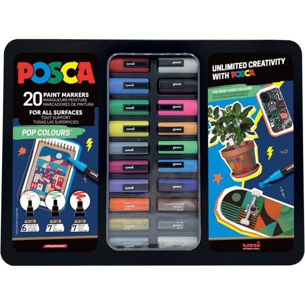 Posca Μεταλλική Κασετίνα Pop Colours με 20 Μαρκαδόρους Posca Μεταλλική Κασετίνα Pop Colours με 20 Μαρκαδόρους