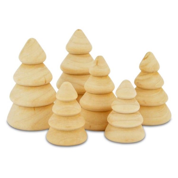 Σετ 6 Διακοσμητικά Ξύλινα Δεντράκια