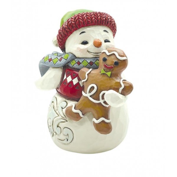 Jim Shore Mini Snowman with Gingerbread Man Figurine 9cm Jim Shore Mini Snowman with Gingerbread Man Figurine 9cm