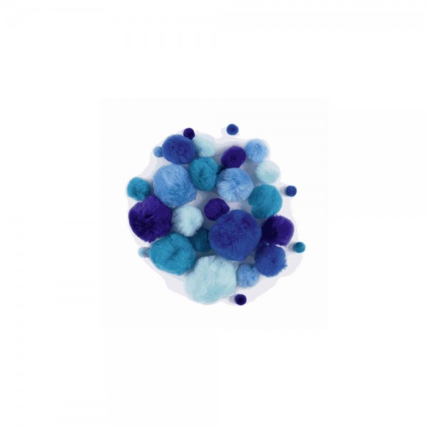 Πομ πον Μπλέ Aποχρώσεις Φ 1-4cm 30τεμ