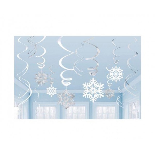 Κρεμαστά Διακοσμητικά Χιονονιφάδες 12τεμ