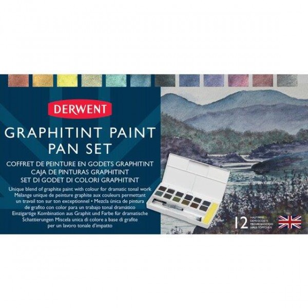 Derwent Κασετίνα Pocket με 12 πλακάκια Graphitint Paint Derwent Κασετίνα Pocket με 12 πλακάκια Graphitint Paint