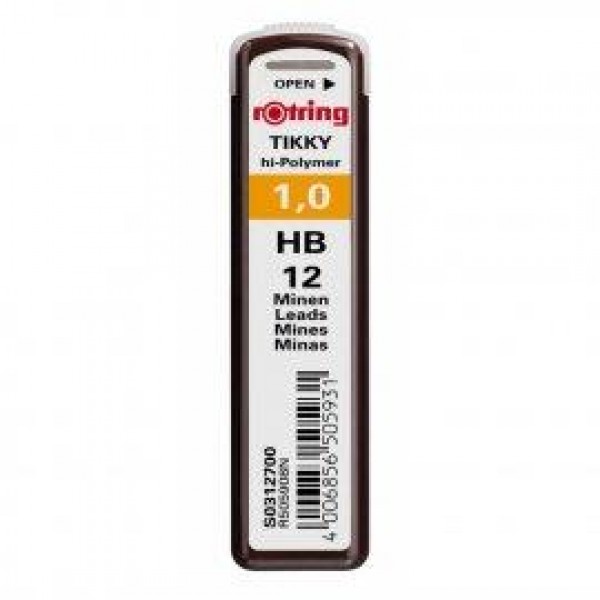 Rotring 12 Μύτες για Μηχανικό Μολύβι 1.00 HB Rotring 12 Μύτες για Μηχανικό Μολύβι 1.00 HB