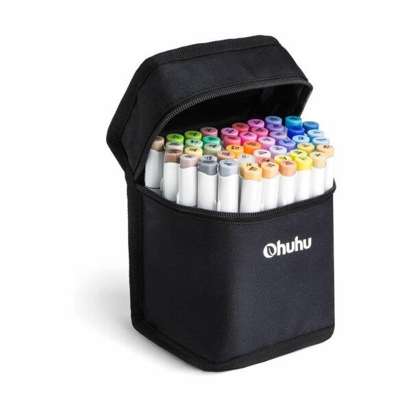 Ohuhu Σετ 48 Μαρκαδόρων Οινοπνεύματος Honolulu Με Διπλή Μύτη Πινέλο-Πλακέ Mid Tones