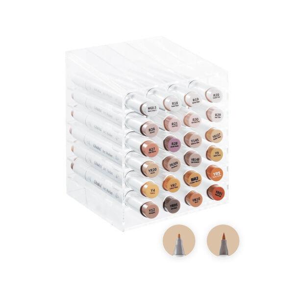 Ohuhu Σετ 24 Μαρκαδόρων Οινοπνεύματος Honolulu Με Διπλή Μύτη Πινέλο-Λεπτή Skin tones