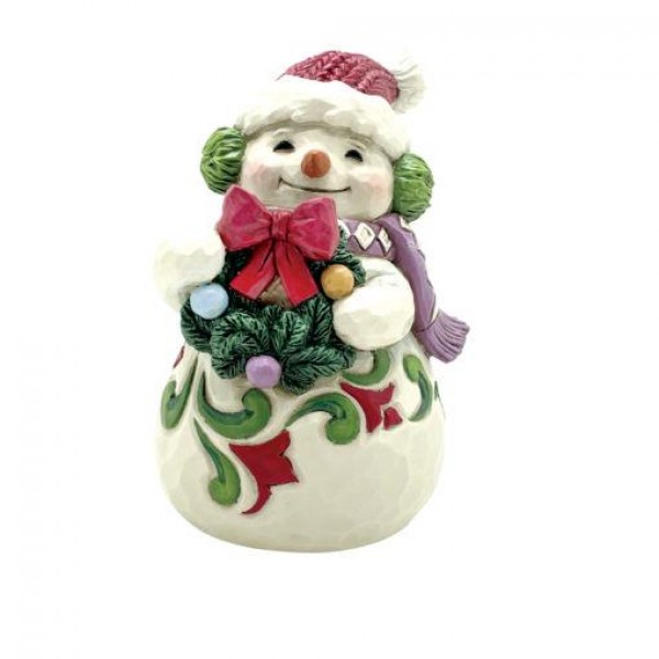 Φιγούρα Jim Shore Mini Snowman with Wreath 9,5cm Φιγούρα Jim Shore Mini Snowman with Wreath 9,5cm
