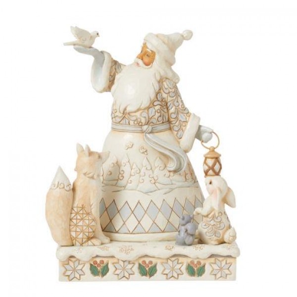 Jim Shore The Best Gift is Each Other (White Woodland Santa with Animals Figurine) 20cm Jim Shore The Best Gift is Each Other (White Woodland Santa with Animals Figurine) 20cm