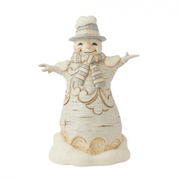 Jim Shore Forest Flurries (White Woodland Carved Snowman Figurine) 14cm Jim Shore Forest Flurries (White Woodland Carved Snowman Figurine) 14cm