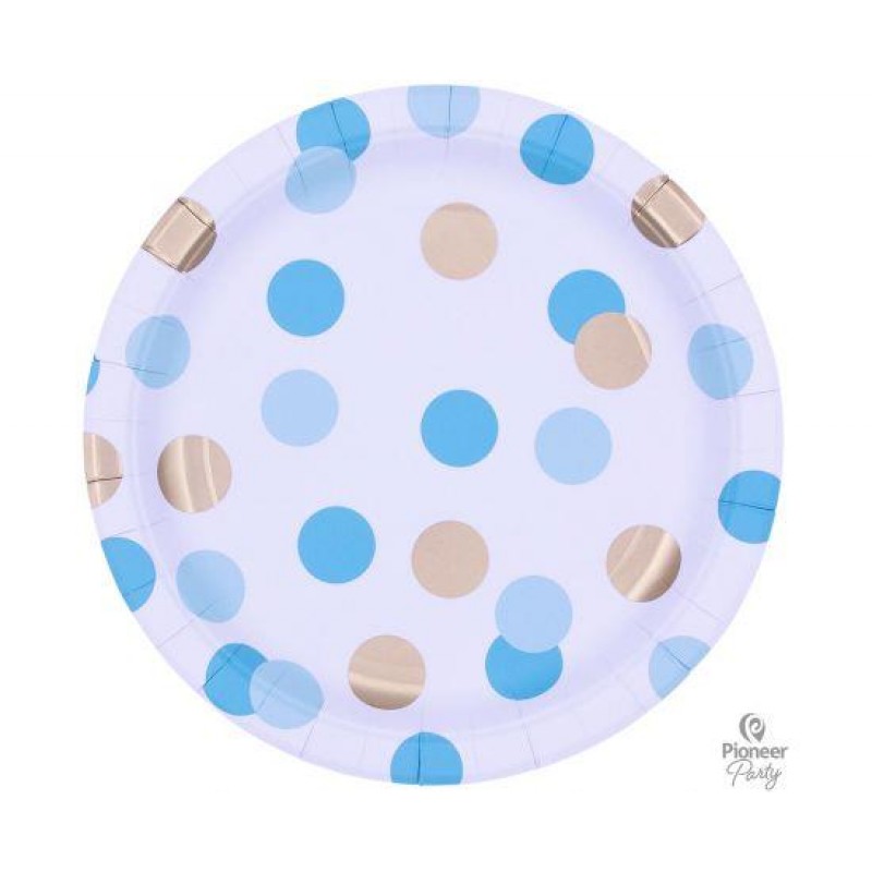 Πιάτα Φαγητου 23cm Rainbow Blue and  Gold Dots 8τεμ