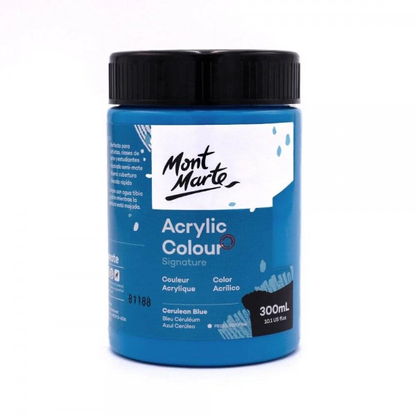 Mont Marte 300ml Studio Acrylic Cerulean Blue Mont Marte 300ml Studio Acrylic Cerulean Blue