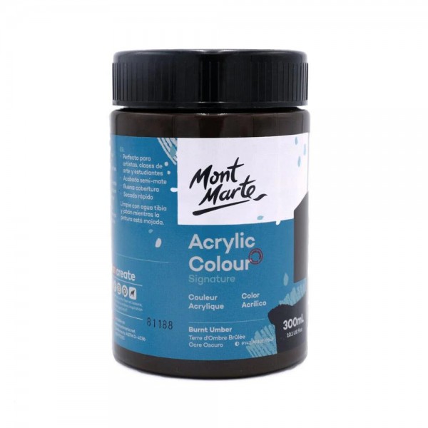 Mont Marte 300ml Studio Acrylic Burnt Umber Mont Marte 300ml Studio Acrylic Burnt Umber