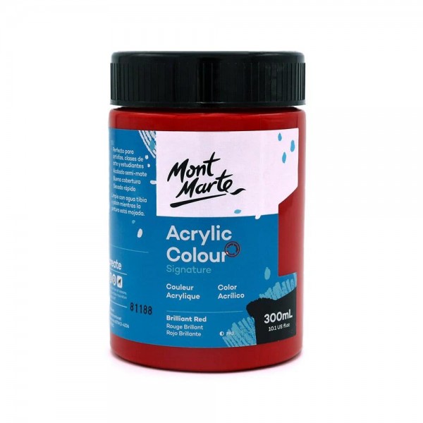Mont Marte 300ml Studio Acrylic Brilliant Red Mont Marte 300ml Studio Acrylic Brilliant Red