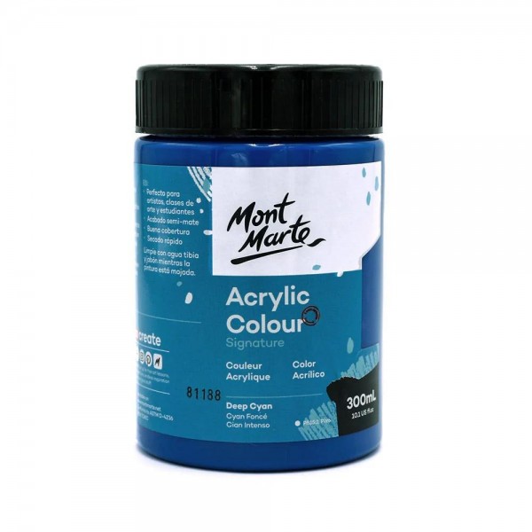 Mont Marte 300ml Studio Acrylic Deep Cyan Mont Marte 300ml Studio Acrylic Deep Cyan