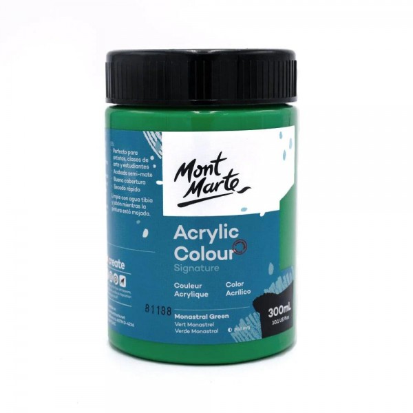 Mont Marte 300ml Studio Acrylic Monastral Green Mont Marte 300ml Studio Acrylic Monastral Green