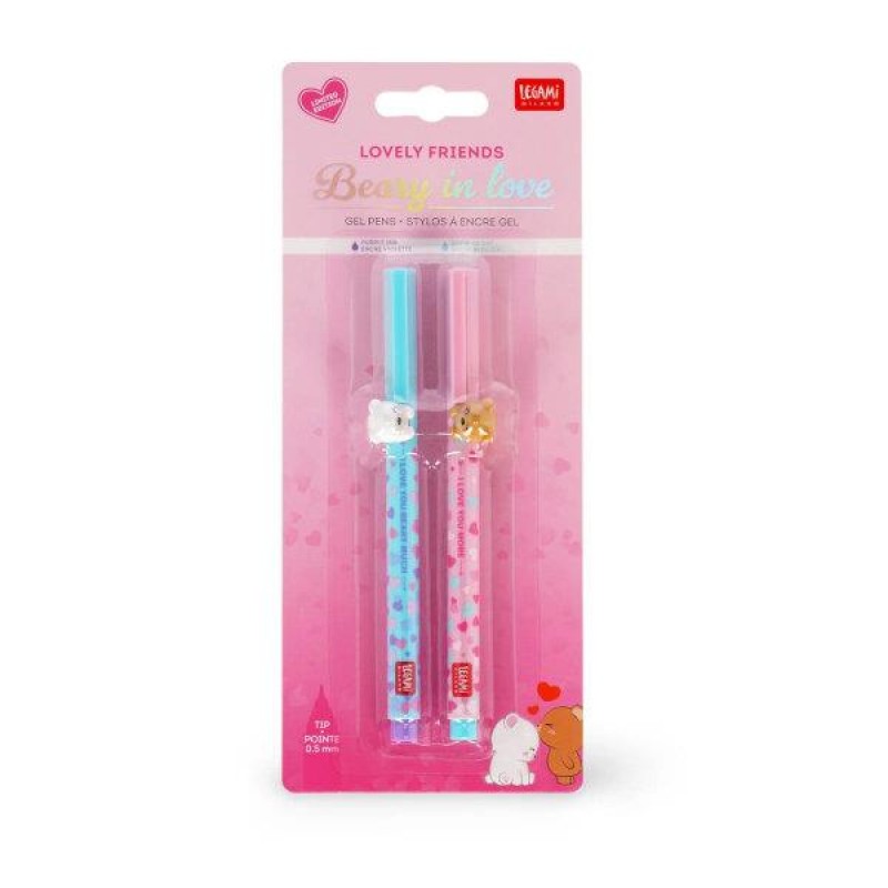 Legami Set of 2 Gel Pens Beary In Love