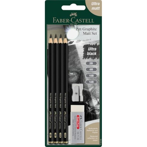 Faber Castell Σετ 4 Μολύβια Pitt Graphite Matt και Αξεσουάρ Faber Castell Σετ 4 Μολύβια Pitt Graphite Matt και Αξεσουάρ