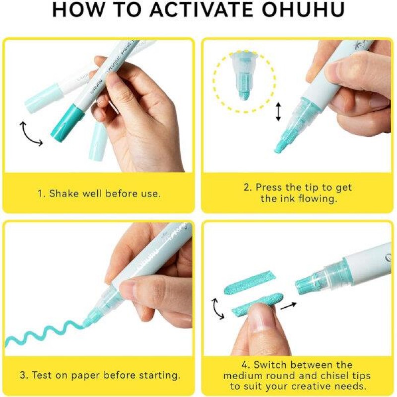 Ohuhu Acrylic Markers Σετ 48 Ακρυλικών Μαρκαδόρων σε 24 Χρώματα