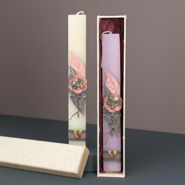 Λαμπάδα Πλακέ με Διασκομητική Καρφίτσα Λουλούδι Λαμπάδα Πλακέ με Διασκομητική Καρφίτσα Λουλούδι