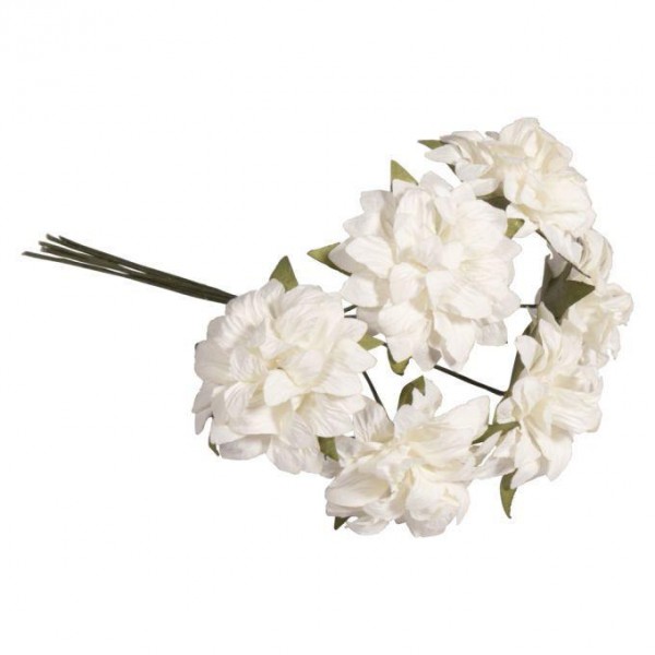 6 Μικρές Χάρτινες Ανεμώνες 30mm x 10cm Λευκές