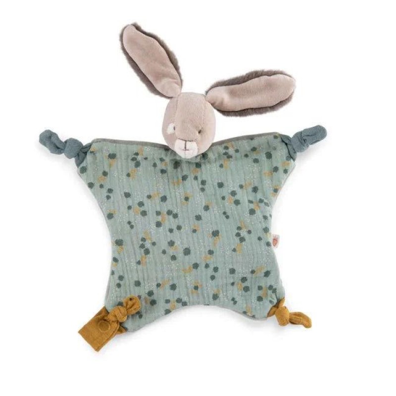 Moulin Roty Πανάκι Αγκαλίας Λαγός Γαλάζιος με Κλιπ Πιπίλας