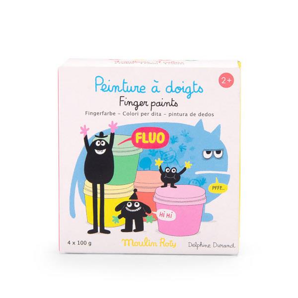 Moulin Roty Σετ 4 Δαχτυλομπογιές 100ml σε Φθορίζων Αποχρώσεις