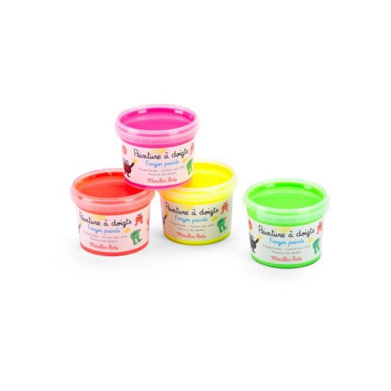 Moulin Roty Σετ 4 Δαχτυλομπογιές 100ml σε Φθορίζων Αποχρώσεις