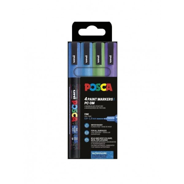 Posca Σετ 4 Μαρκαδόροι 0.9-1.3mm Glitter