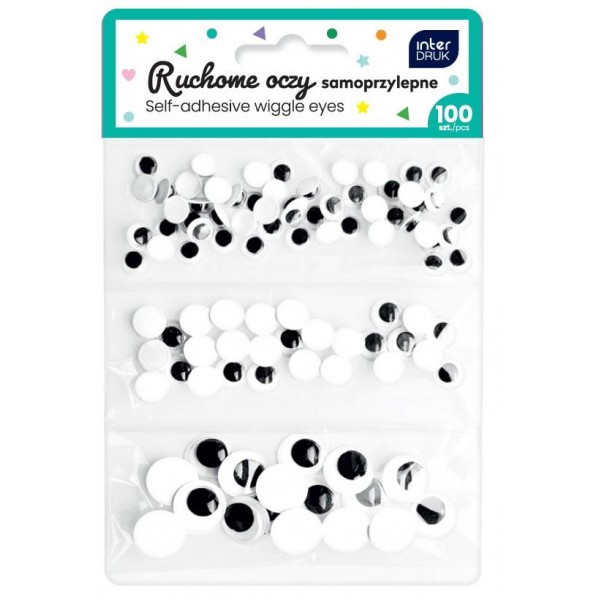 Interdruk 100 Αυτοκόλλητα Ματάκια 8/10/15mm