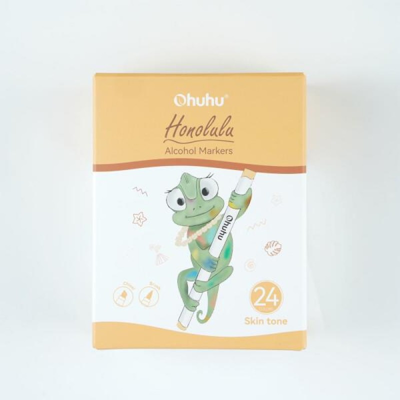 Ohuhu Honolulu Alcohol Markers Σετ Μαρκαδόρων 24 Skin tones Brush - Chisel