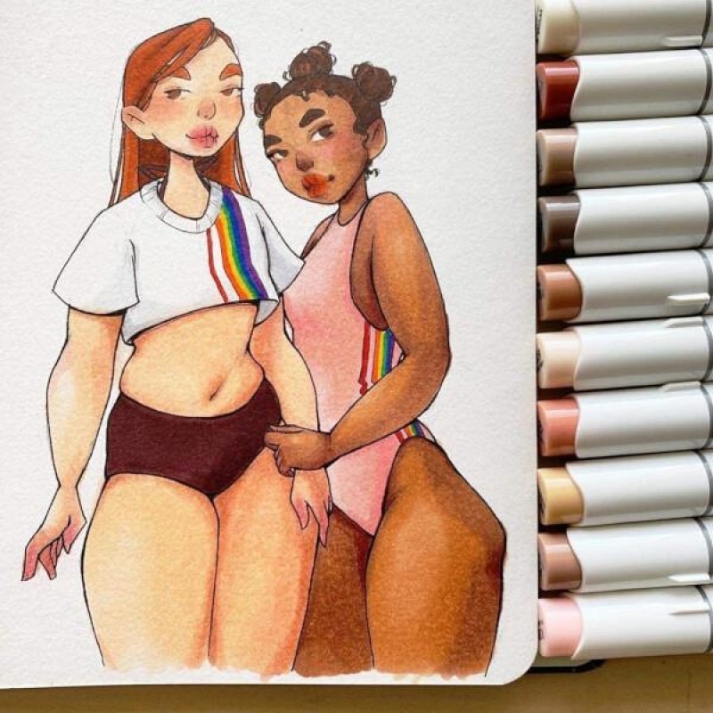 Ohuhu Honolulu Alcohol Markers Σετ Μαρκαδόρων 24 Skin tones Brush - Chisel