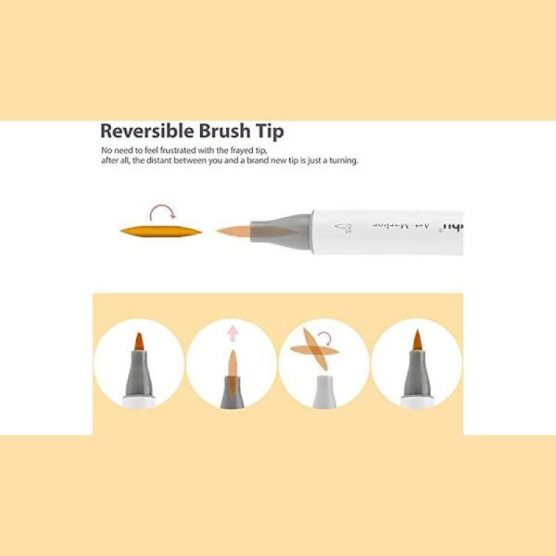 Ohuhu Honolulu Alcohol Markers Σετ Μαρκαδόρων 24 Skin tones Brush - Chisel