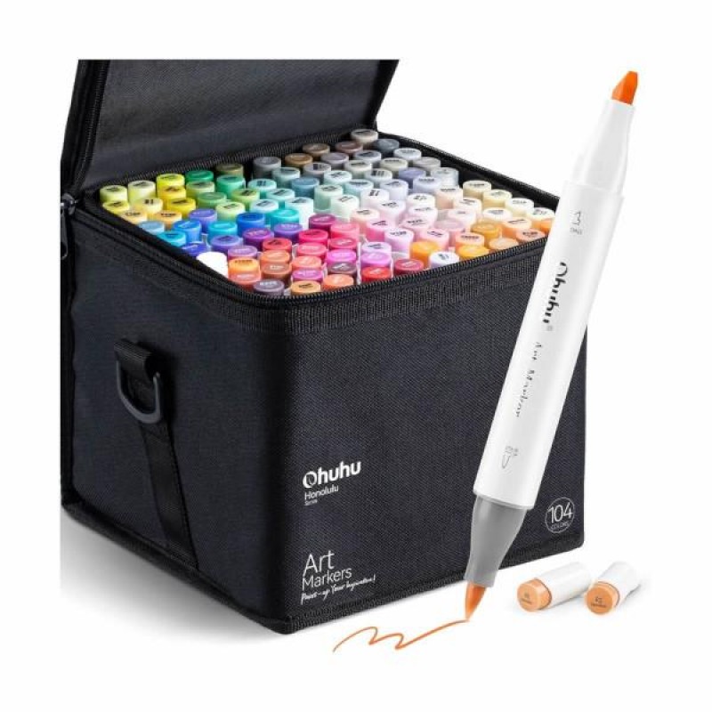 Ohuhu Honolulu Alcohol Art Markers Σετ 104 Μαρκαδόρων Brush - Chisel