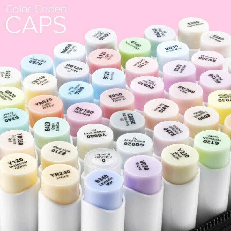 Ohuhu Honolulu Alcohol Markers Σετ Μαρκαδόρων 48 Pastel χρωμάτων Brush - Chisel