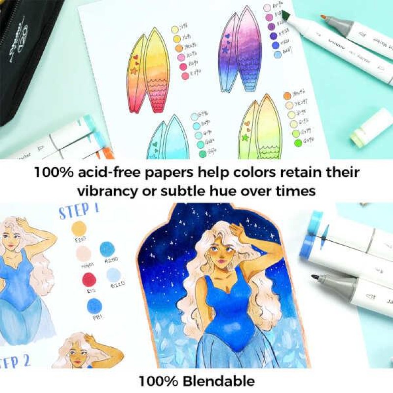 Ohuhu Marker Bleedproof Sketchbook Σπιράλ 21.6x14cm 150gr