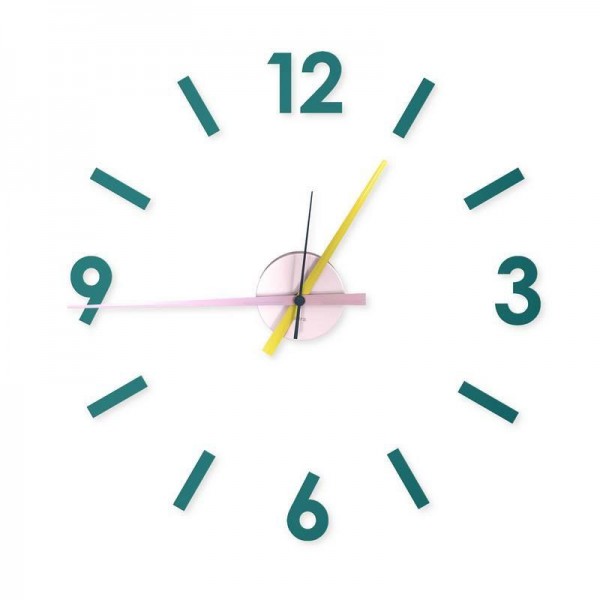 Fisura DIY Ρολόι Τοίχου Green Pink Yellow
