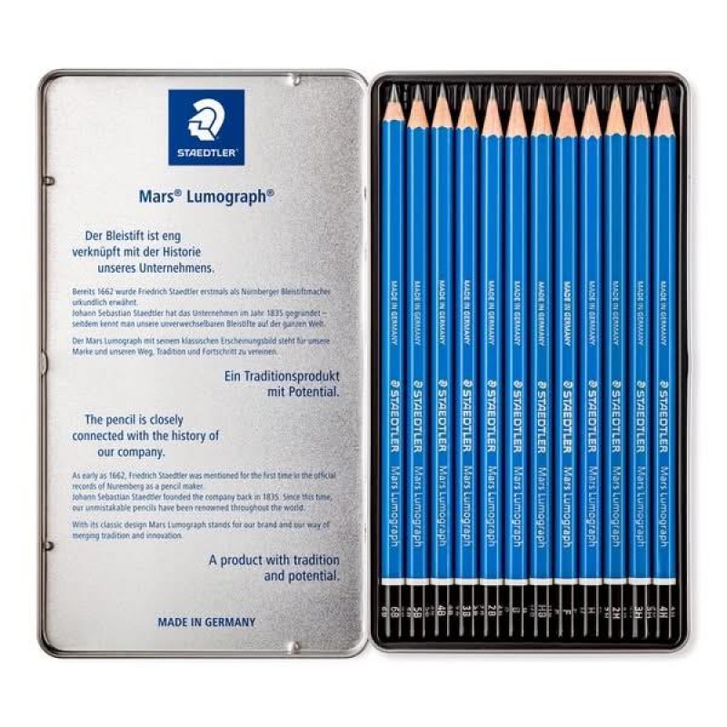 Staedtler Μεταλλική κασετίνα με 12 Μολύβια Mars Lumograph Staedtler Μεταλλική κασετίνα με 12 Μολύβια Mars Lumograph