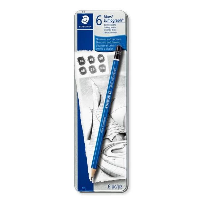 Staedtler Μεταλλική κασετίνα με 6 Μολύβια Mars Lumograph Staedtler Μεταλλική κασετίνα με 6 Μολύβια Mars Lumograph