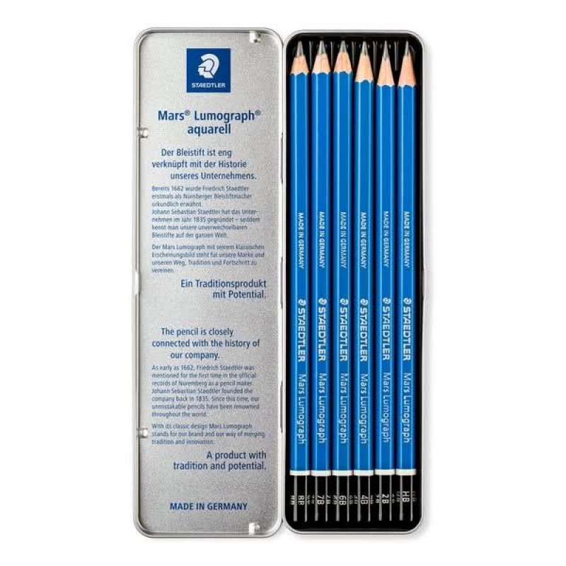 Staedtler Μεταλλική κασετίνα με 6 Μολύβια Mars Lumograph Staedtler Μεταλλική κασετίνα με 6 Μολύβια Mars Lumograph